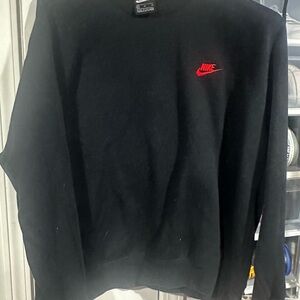 XL Nike Men's Black Crewneck Sweatshirt with Red Logo